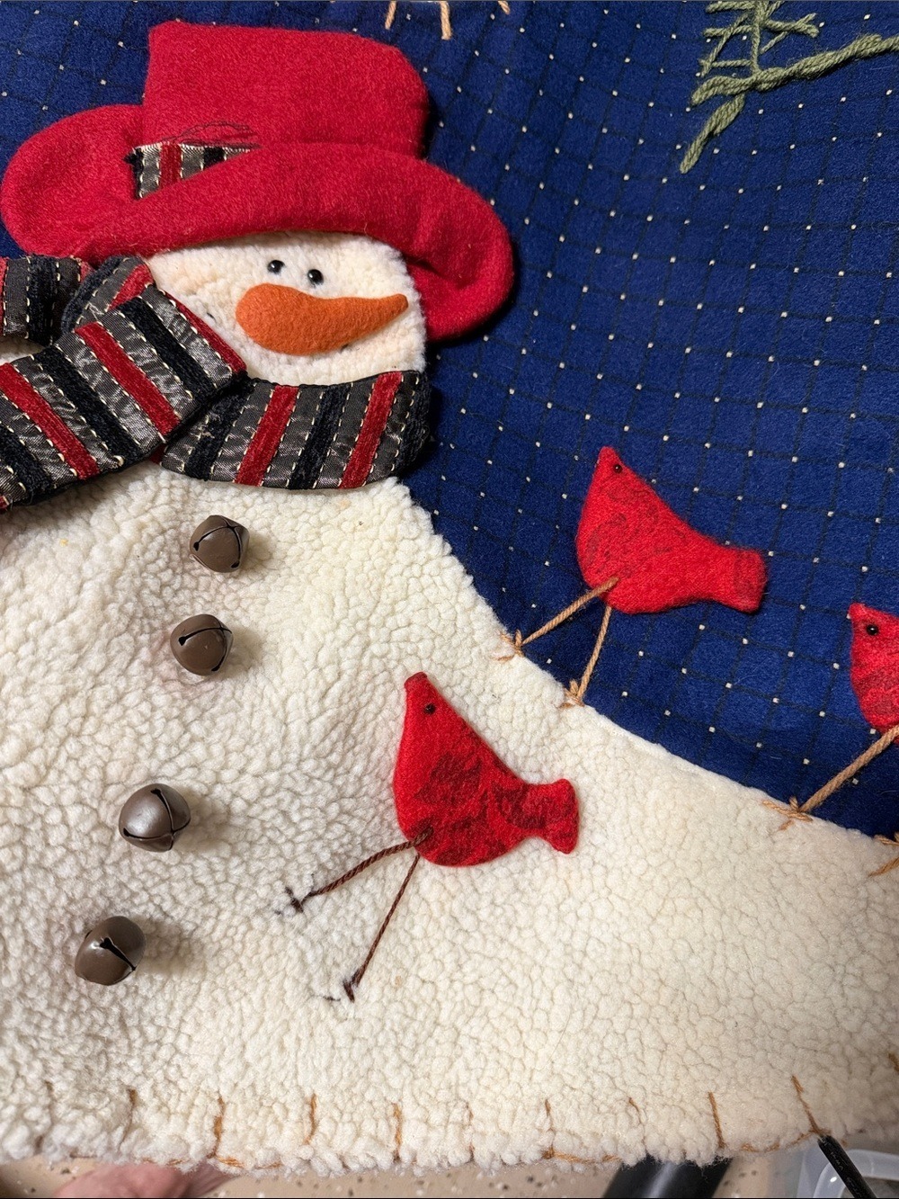 Navy Sky Snowman Tree Skirt 42 Inch - Picture 6 of 16